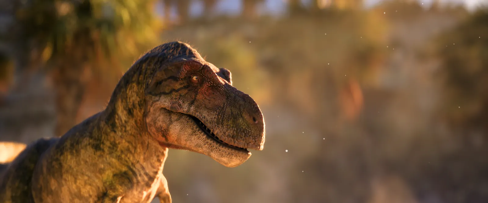 A tyrannosaur in warm evening light