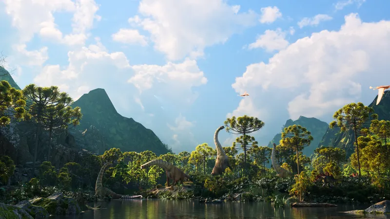 A green valley under a bright sky
