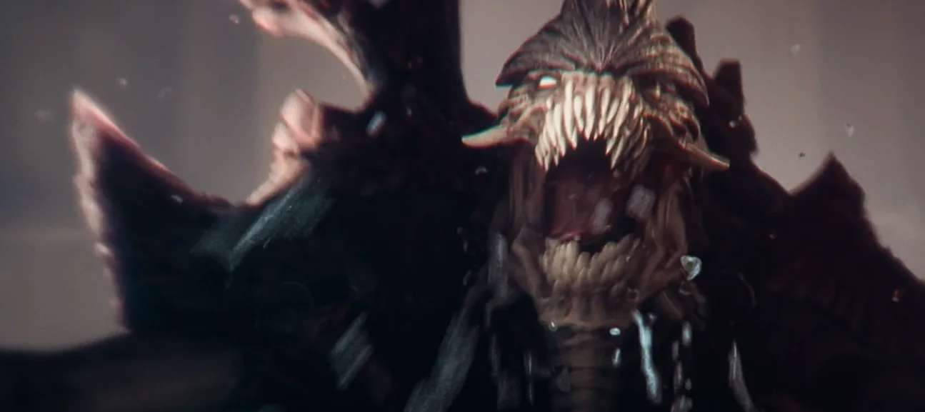 A Tyranid roars into the frame