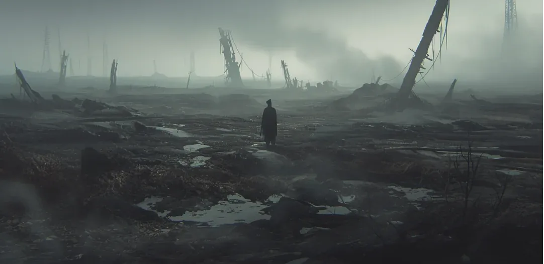 Dead flats under fog