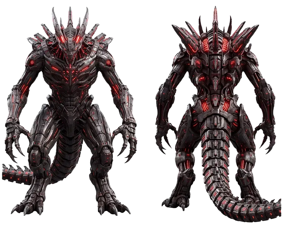 Kaiju turnaround, front and rear